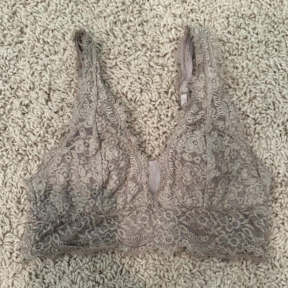 Aerie Light Brown Lace Bralette Size XS Adjustable Straps and Multiple Hooks